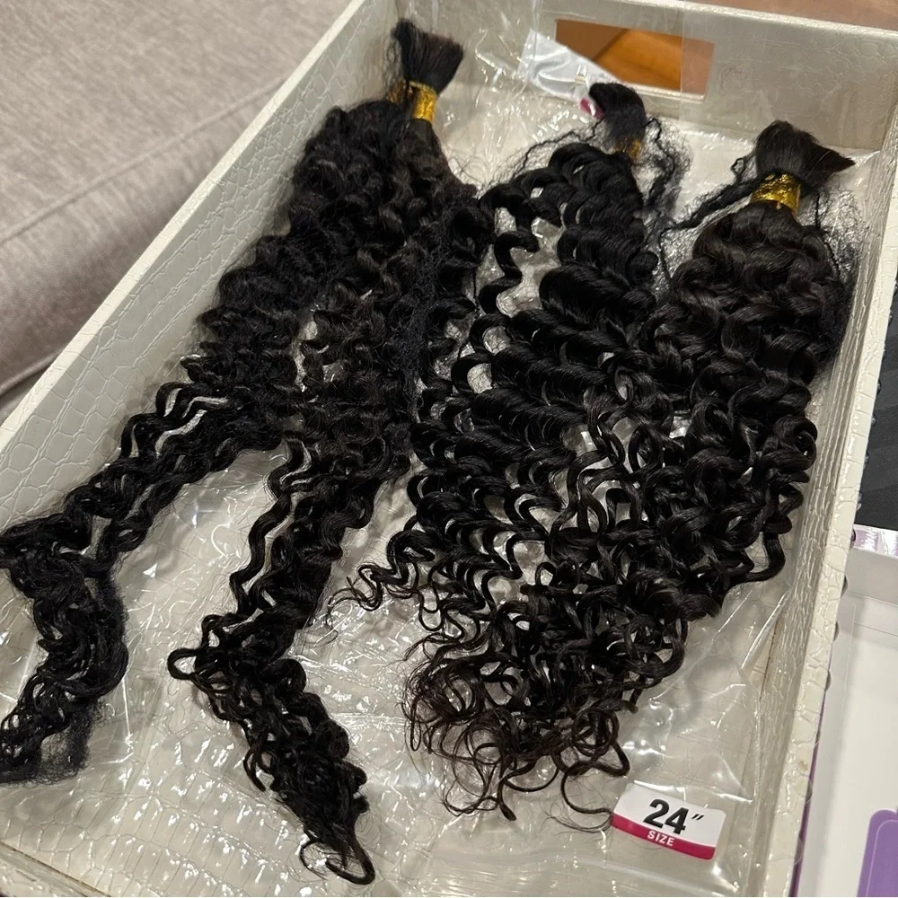30”‎ 26” 24” Wet & Wavy Water Wave Human Hair Nat Black #1B Braiding 250g #QB8